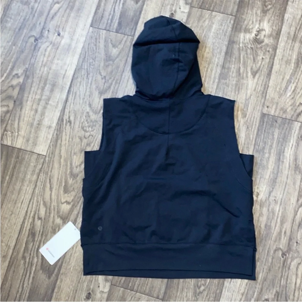 French Terry Sleeveless Lululemon Hoodie Black - Picture 3 of 3